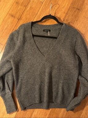 1. State Charcoal Ribbed V-Neck Sweater